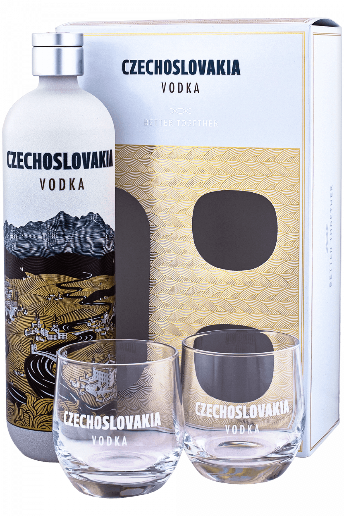 Czechoslovakia Vodka 2 Poháre Qualitsk Donáška Alkoholu Prešov 